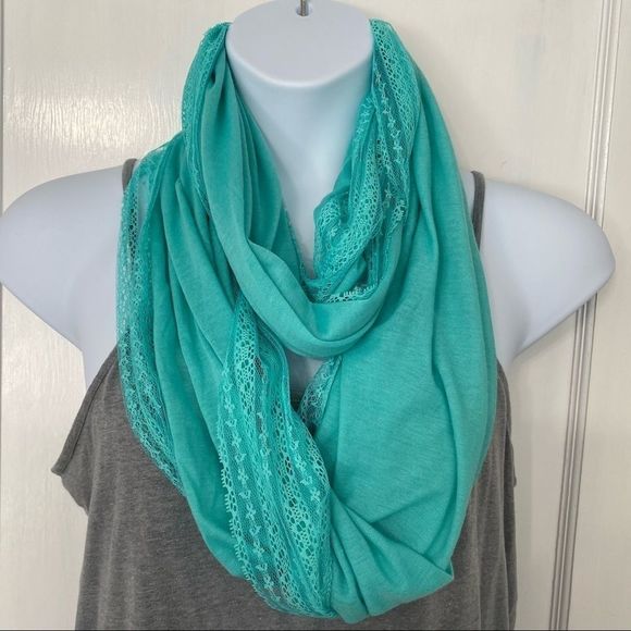 Green and lace infinity scarf by Catherine Malandrino mint green NWT - Picture 2 of 7